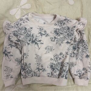 baby GAP Kids Floral Ruffle Sweatshirt - Cream and Gray